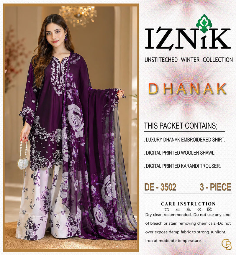 Zara Shah Jahan 4124 Winter Dhanak Embroidered 3 Piece Suit