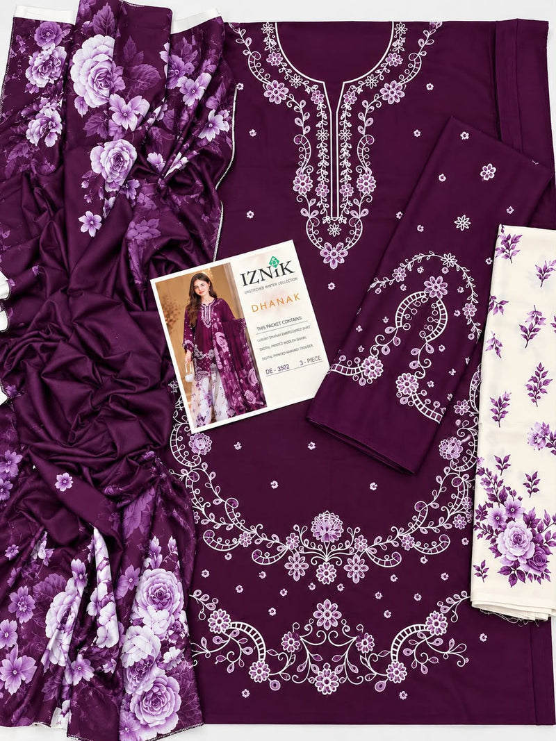 Zara Shah Jahan 4124 Winter Dhanak Embroidered 3 Piece Suit