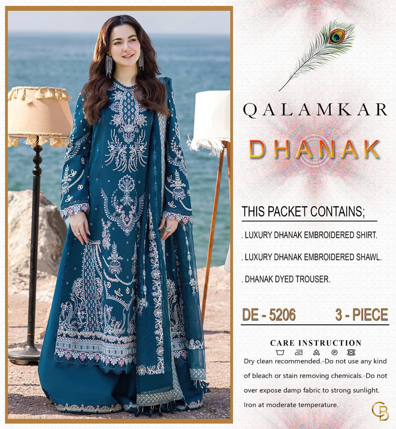 Qalamkar 5206 Winter Dhanak Embroidered 3 Piece Suit